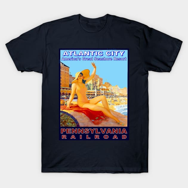 Atlantic City New Jersey Vintage Advertising Travel and Tourism Poster Print T-Shirt by posterbobs